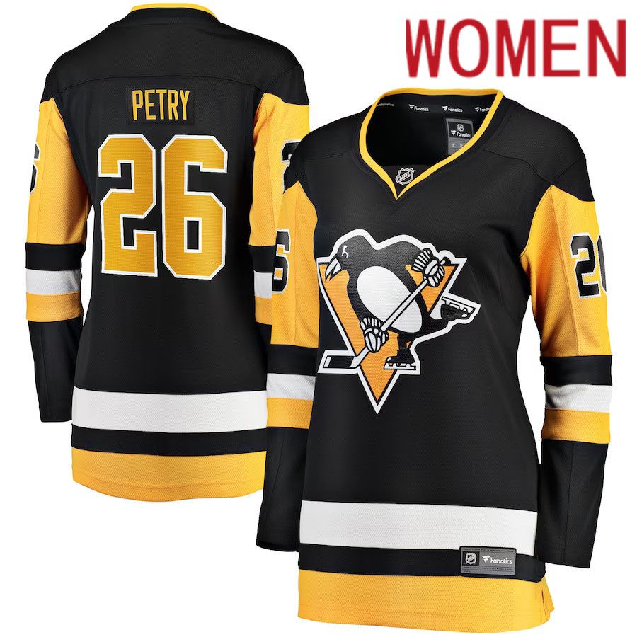 Women Pittsburgh Penguins #26 Jeff Petry Fanatics Branded Black Home Breakaway Player NHL Jersey->women nhl jersey->Women Jersey